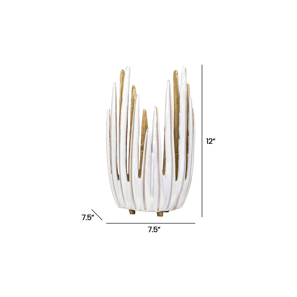 Parco Short Cast Aluminum Candleholder, 12"H x 7.5D