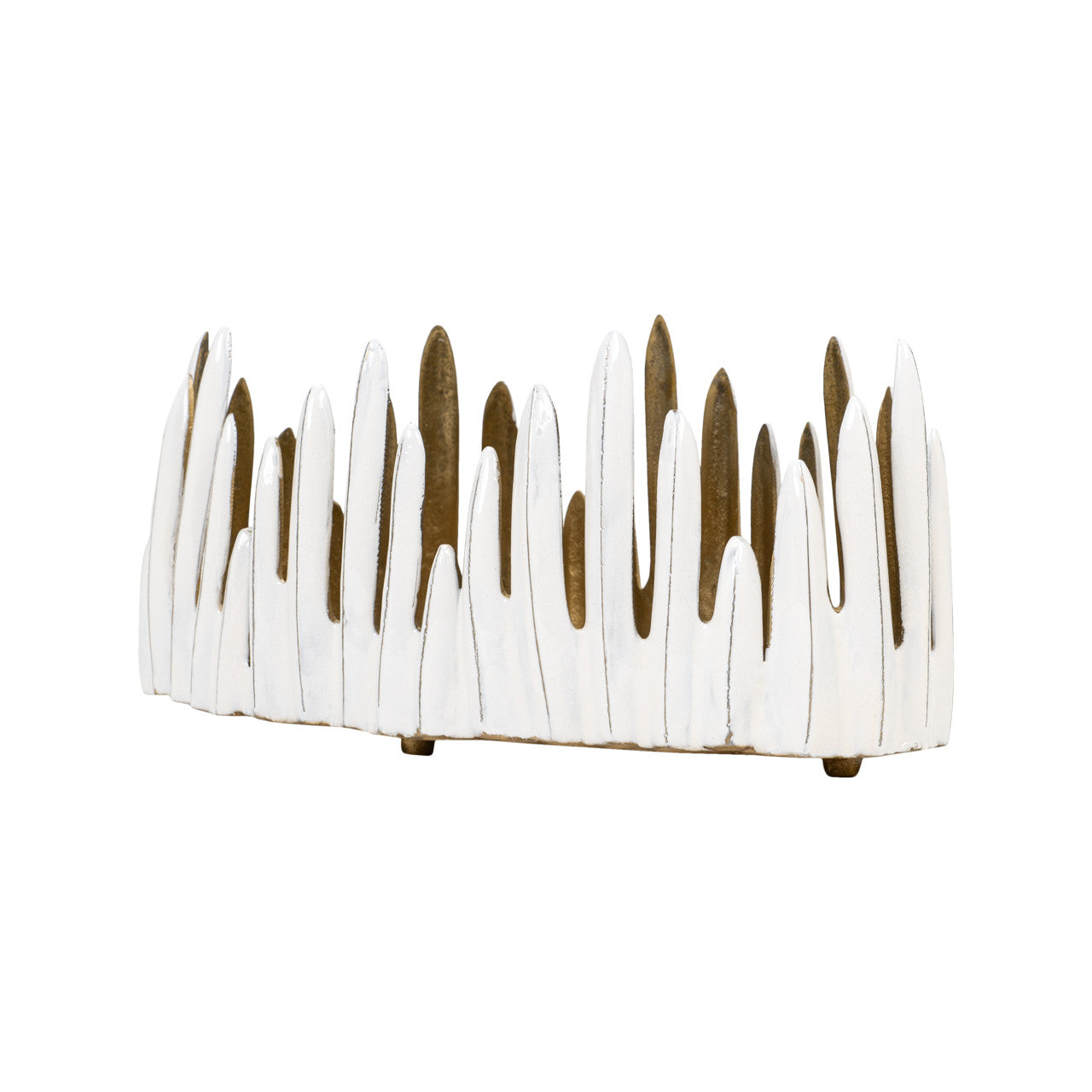 Parco White and Gold Bowl Centerpiece, 17"L x 9W x 7H