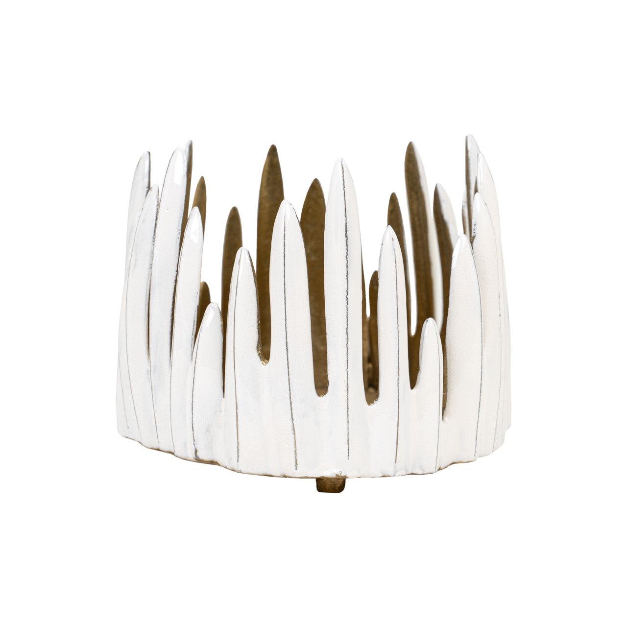 Parco White and Gold Bowl Centerpiece, 17"L x 9W x 7H