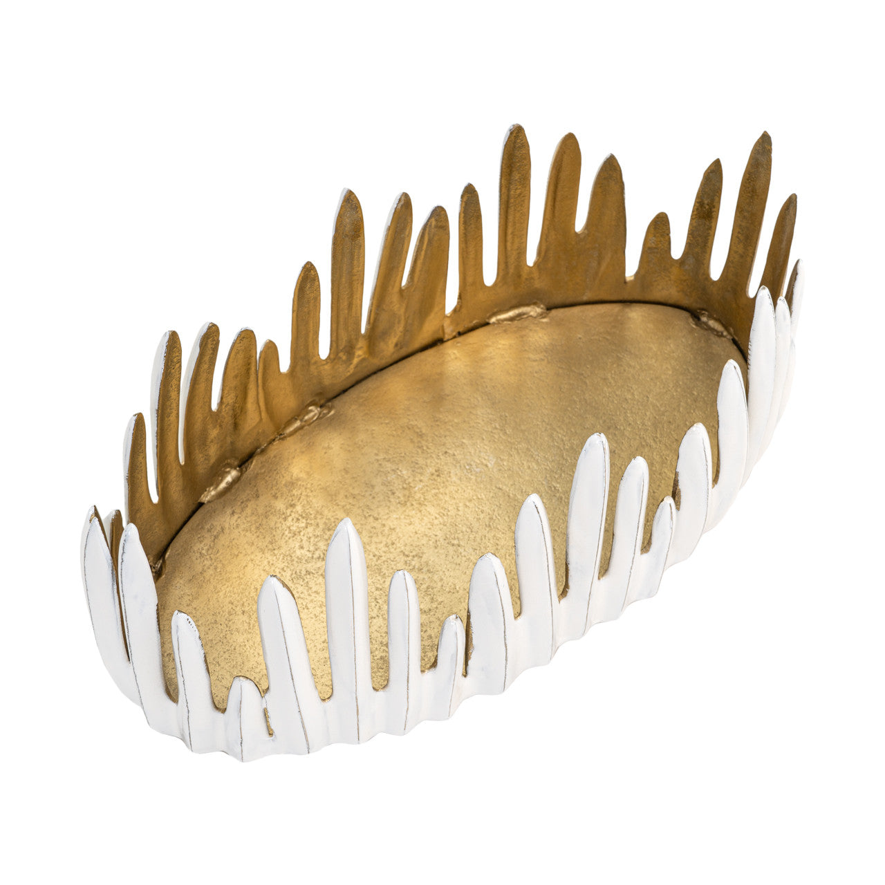 Parco White and Gold Bowl Centerpiece, 17"L x 9W x 7H