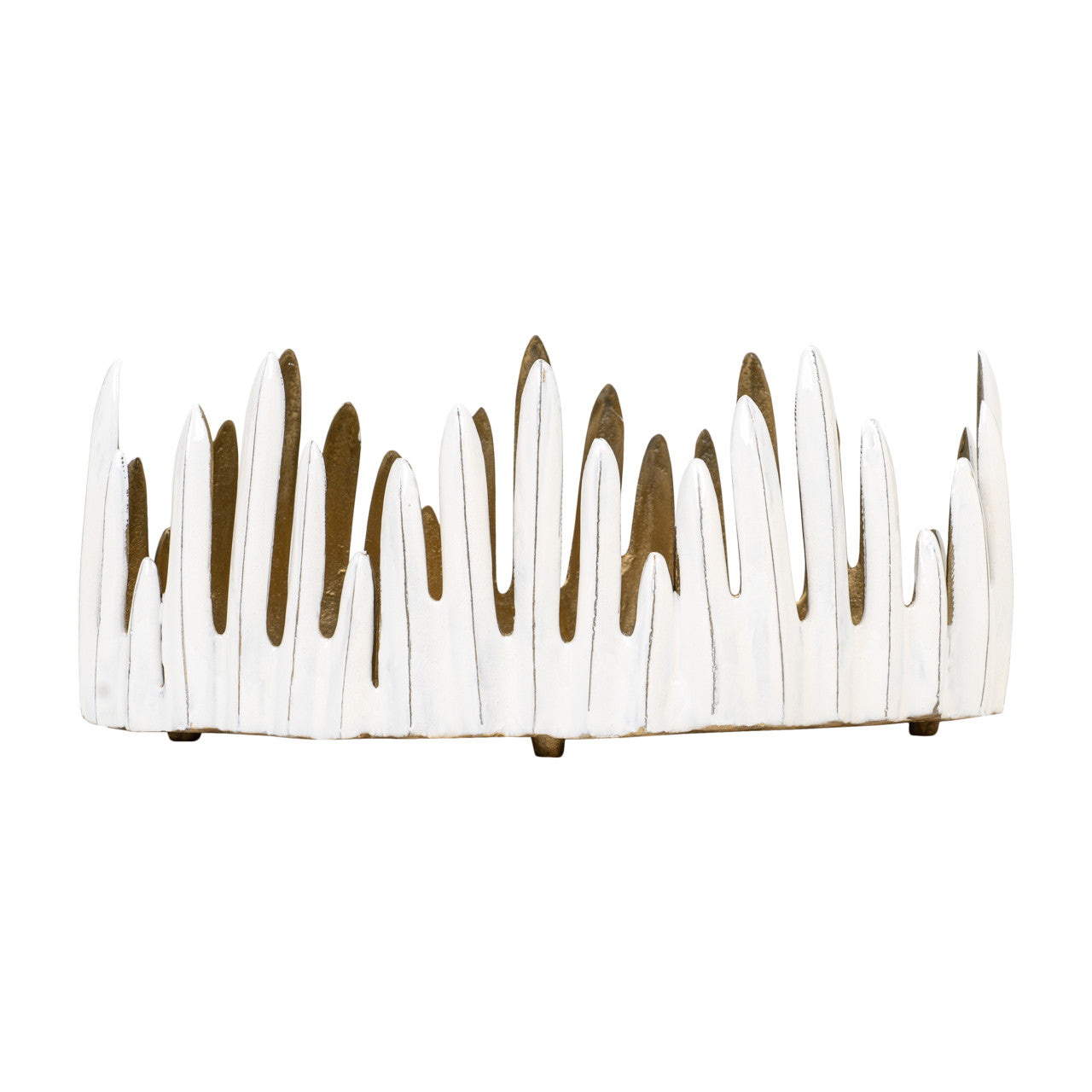 Parco White and Gold Bowl Centerpiece, 17"L x 9W x 7H