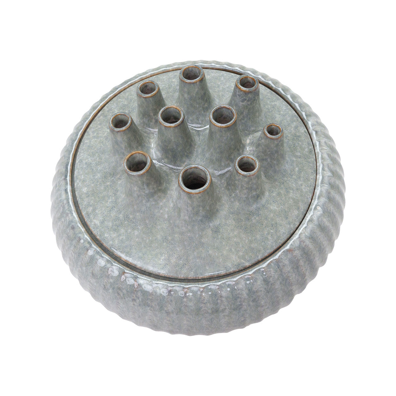 Freslo Blue Ceramic Lidded Vase, 14"L x 14"L x 12"H