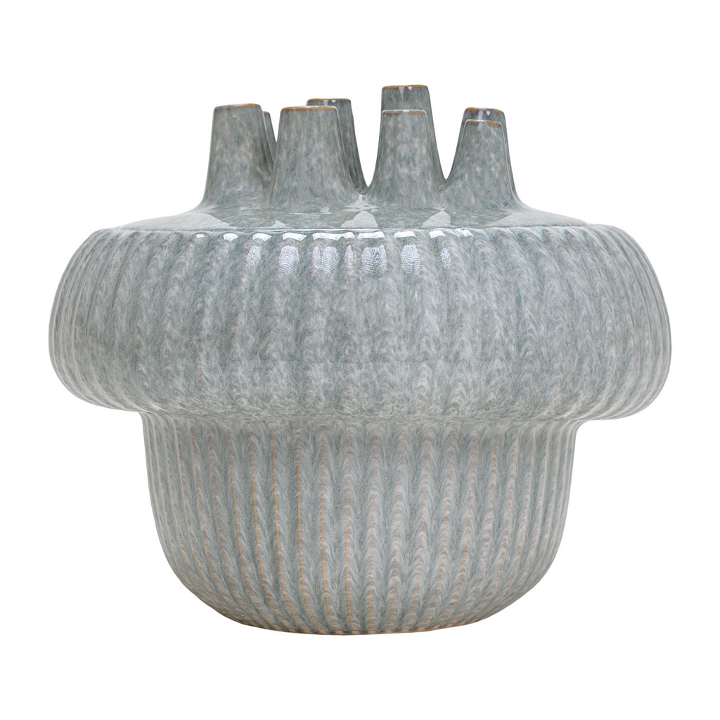 Freslo Blue Ceramic Lidded Vase, 14"L x 14"L x 12"H