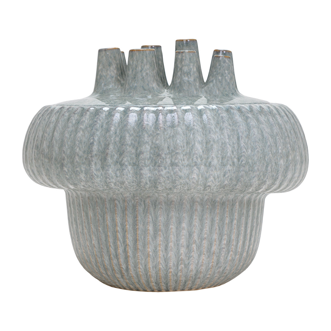 Freslo Blue Ceramic Lidded Vase, 14"L x 14"L x 12"H