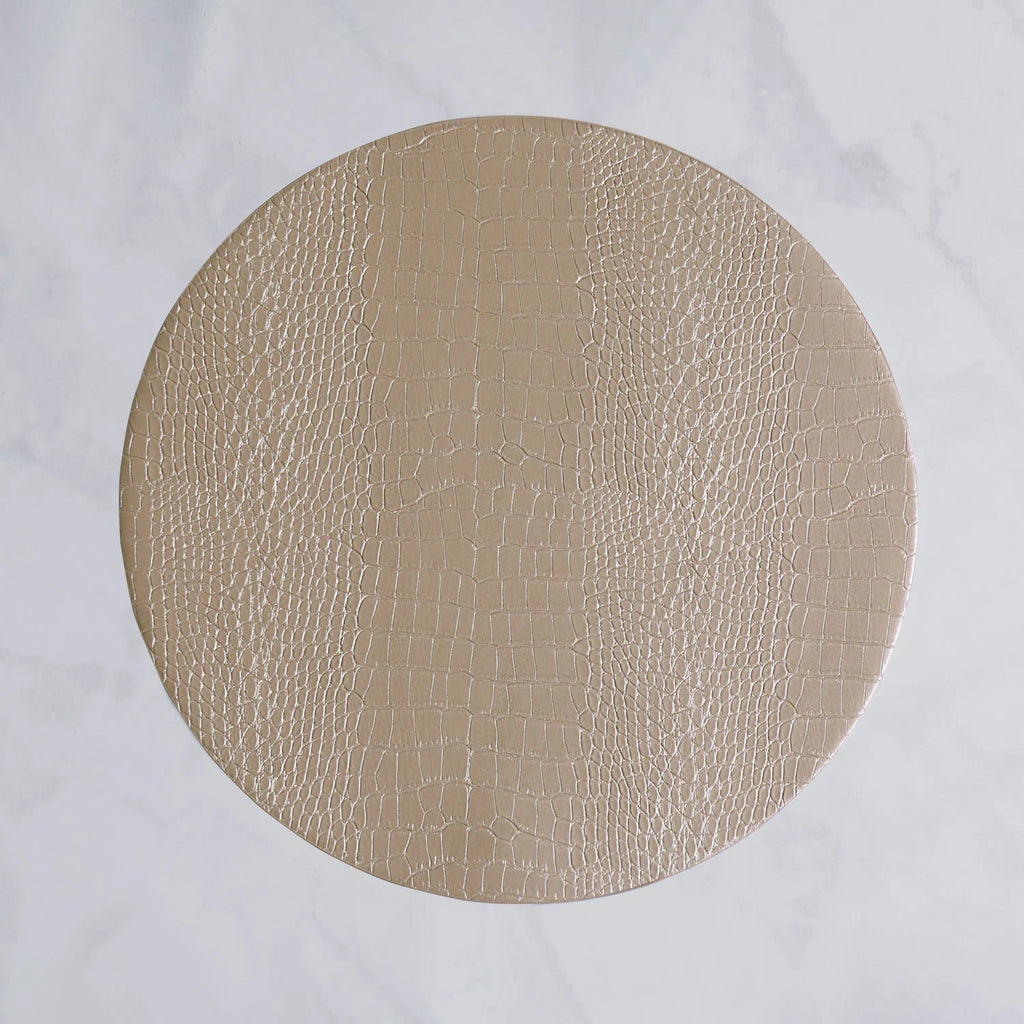 VIDA Croc Reversible 16" Round Placemats Set of 4 (Silver and Gold)