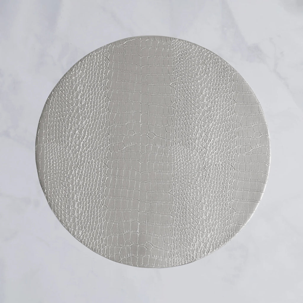 VIDA Croc Reversible 16" Round Placemats Set of 4 (Silver and Gold)