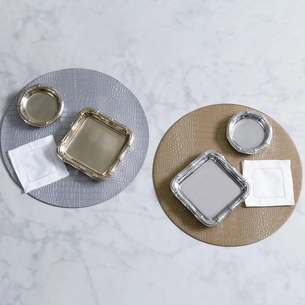 VIDA Croc Reversible 16" Round Placemats Set of 4 (Silver and Gold)