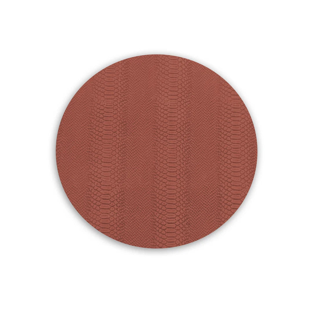VIDA Croc Reversible 15.5" Round Placemats Set of 4 (Salmon and Taupe)