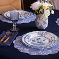 VIDA Faenza 11" Dinner Plate Set of 4 White and Blue