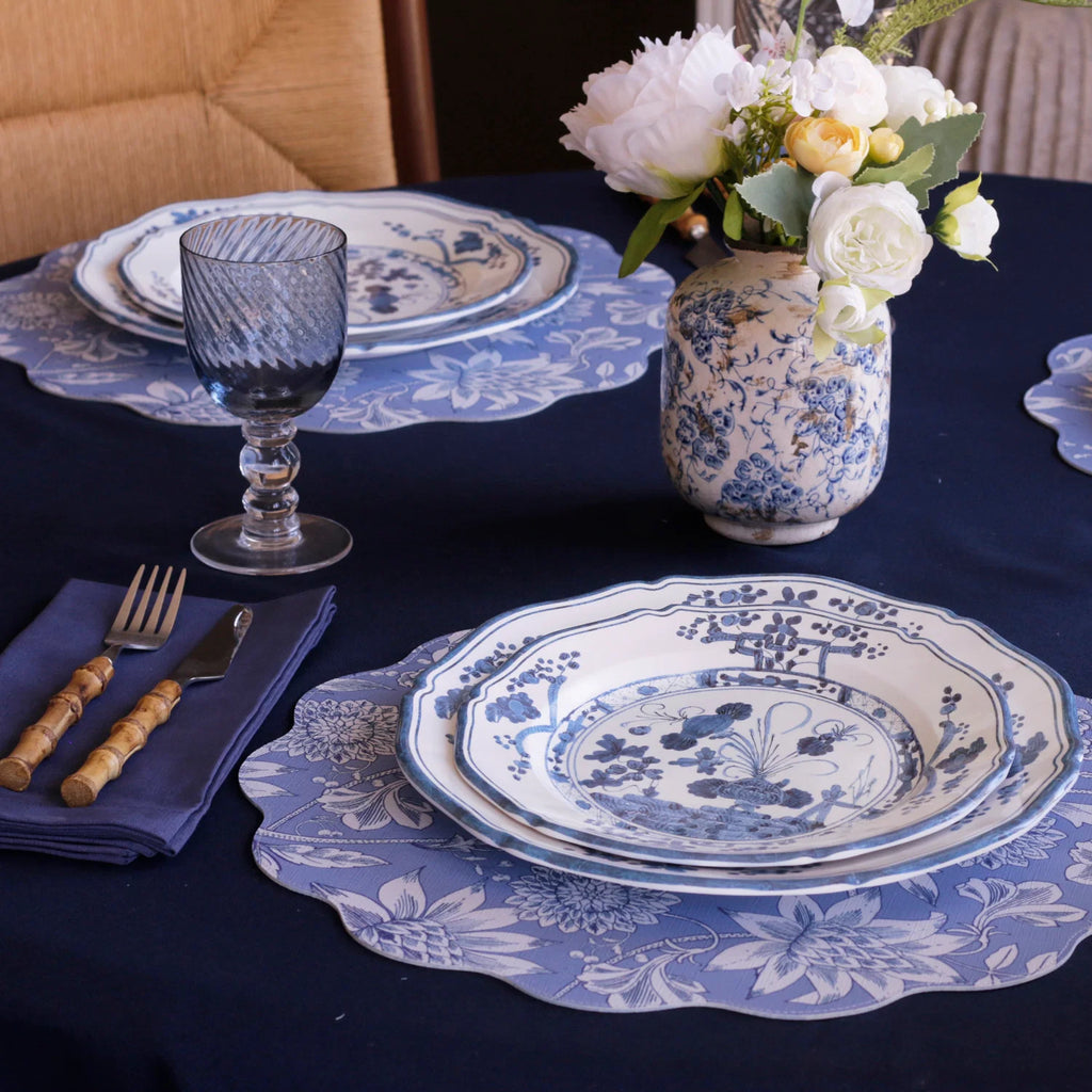 VIDA Faenza 9" Salad Plate Set of 4 White and Blue