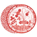 VIDA Faenza and Leopard Reversible Round Placemats Set of 4 White & Red