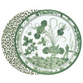 VIDA Faenza and Leopard Reversible Round Placemats Set of 4 White & Green