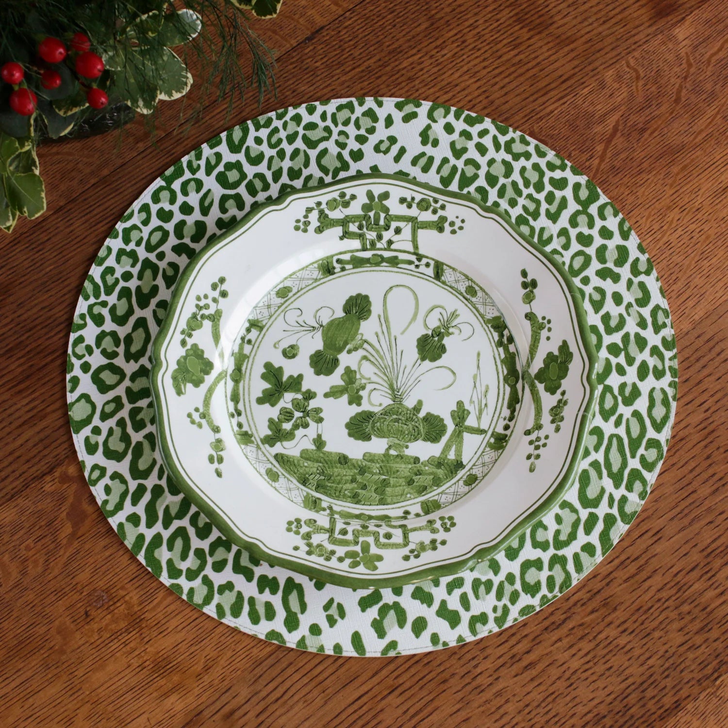 VIDA Faenza 9" Salad Plate Set of 4 White and Green