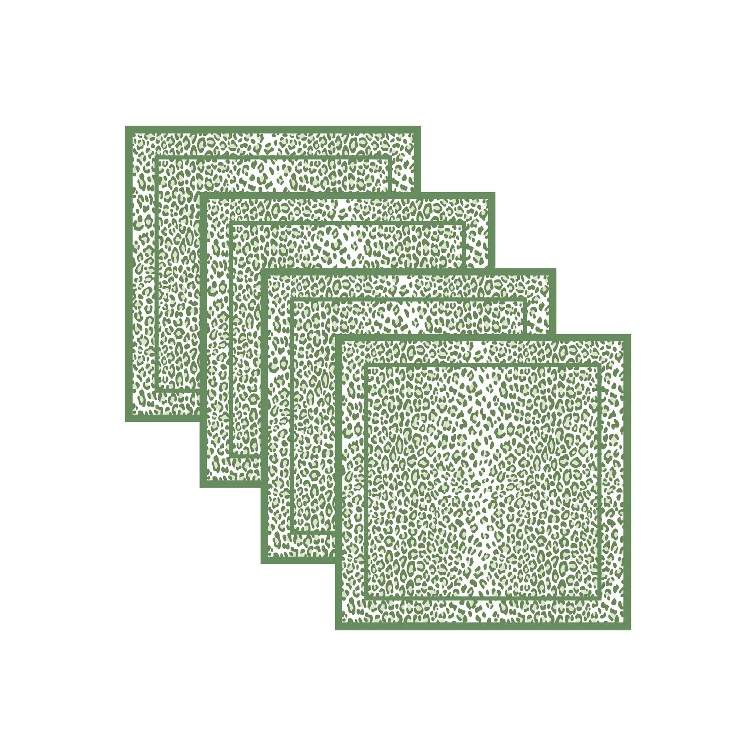 LINENS Leopard Napkins 20 x 20 Set of 4 (Green and White)