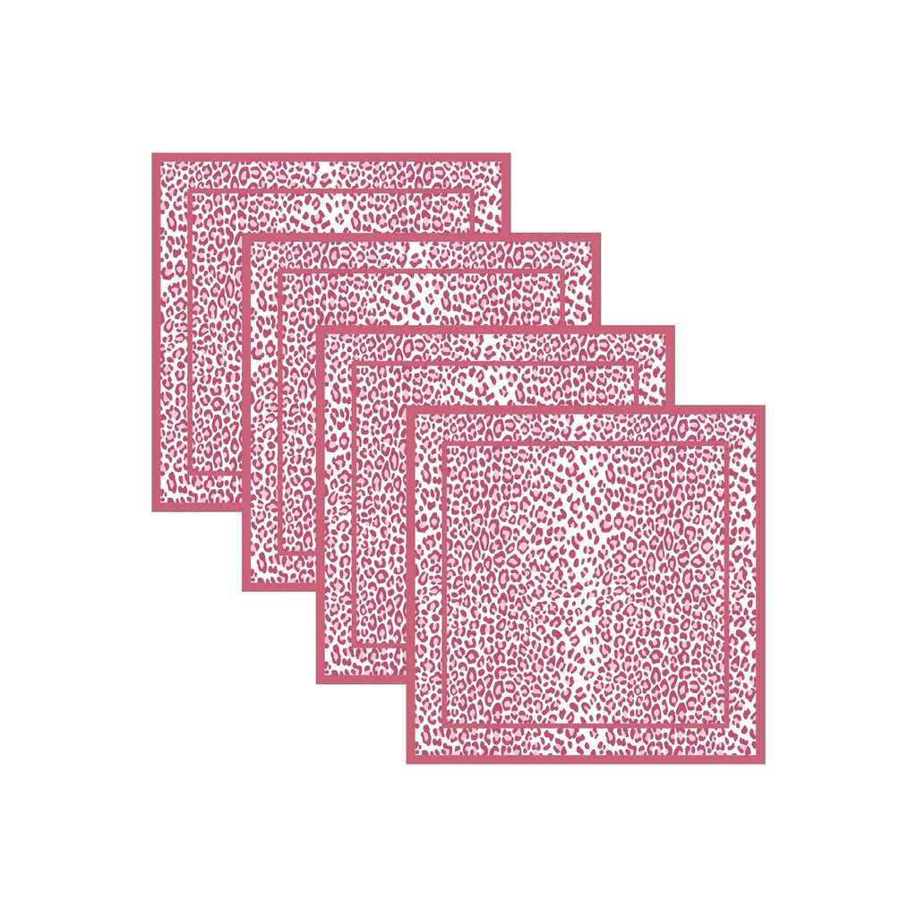 LINENS Leopard Napkins 20 x 20 Set of 4 (Pink and White)