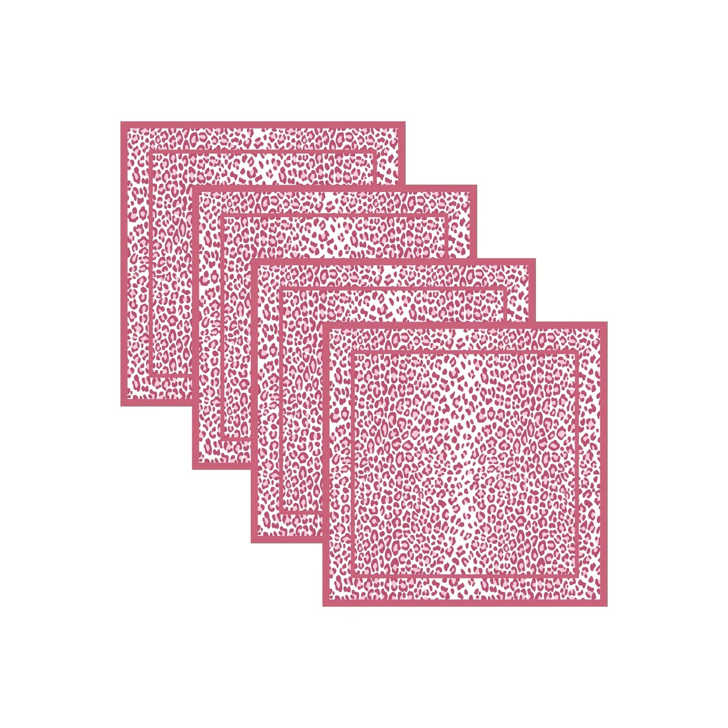 LINENS Leopard Napkins 20 x 20 Set of 4 (Pink and White)