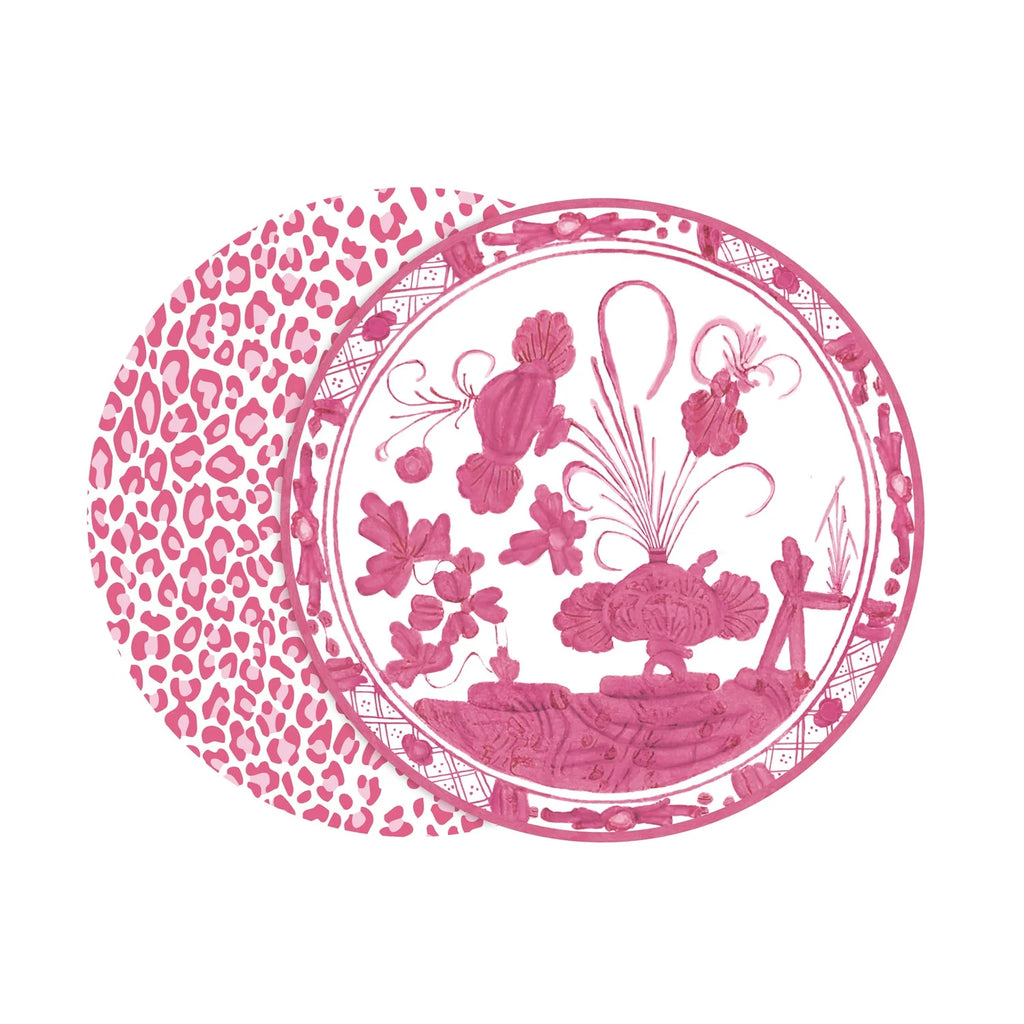 VIDA Faenza and Leopard Reversible Placemats Set of 4 (Pink and White)