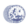 VIDA Faenza and Leopard Reversible Placemats Set of 4 (Blue and White)