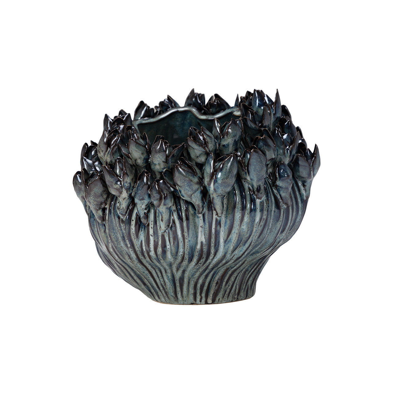 Arlen Azure Short Vase 9.5"L x 9.5"W x 8.5"H