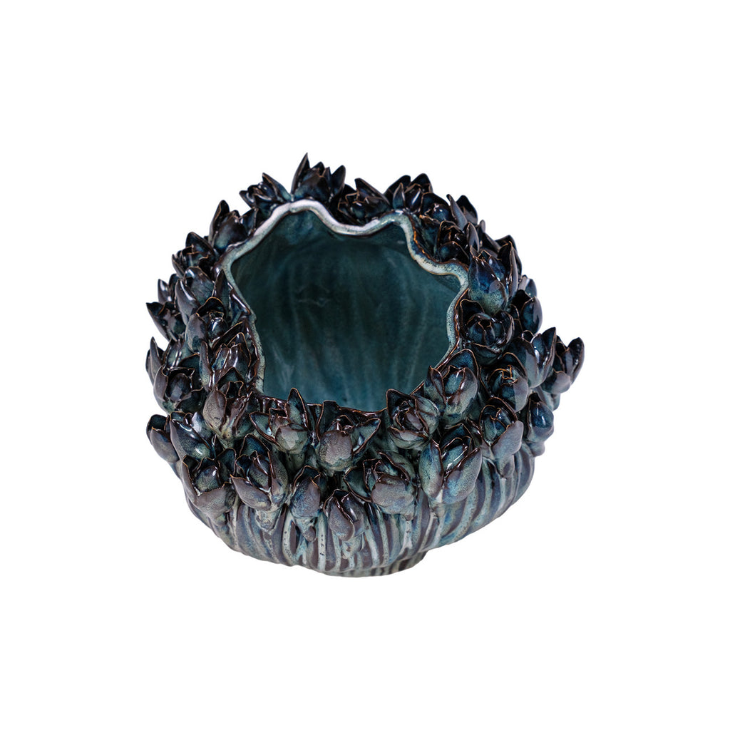 Arlen Azure Short Vase 9.5"L x 9.5"W x 8.5"H