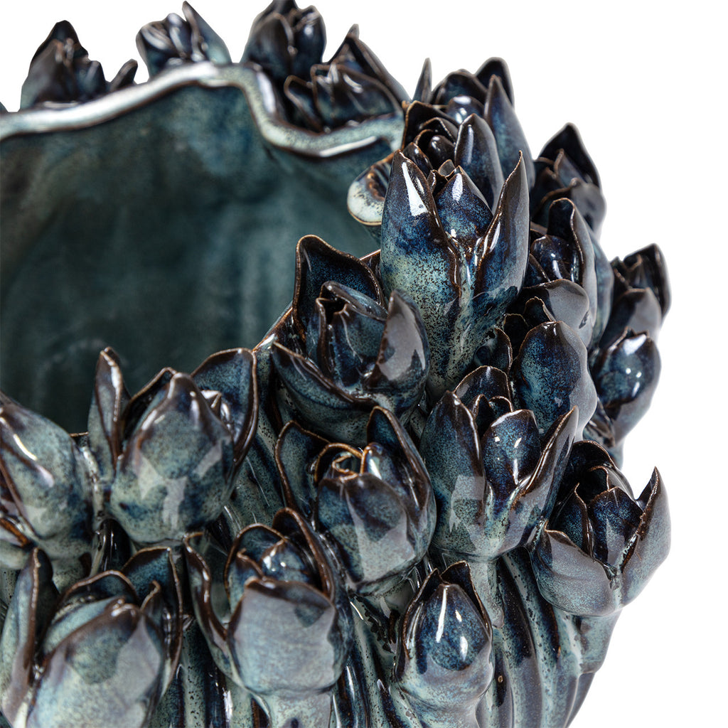 Arlen Azure Short Vase 9.5"L x 9.5"W x 8.5"H