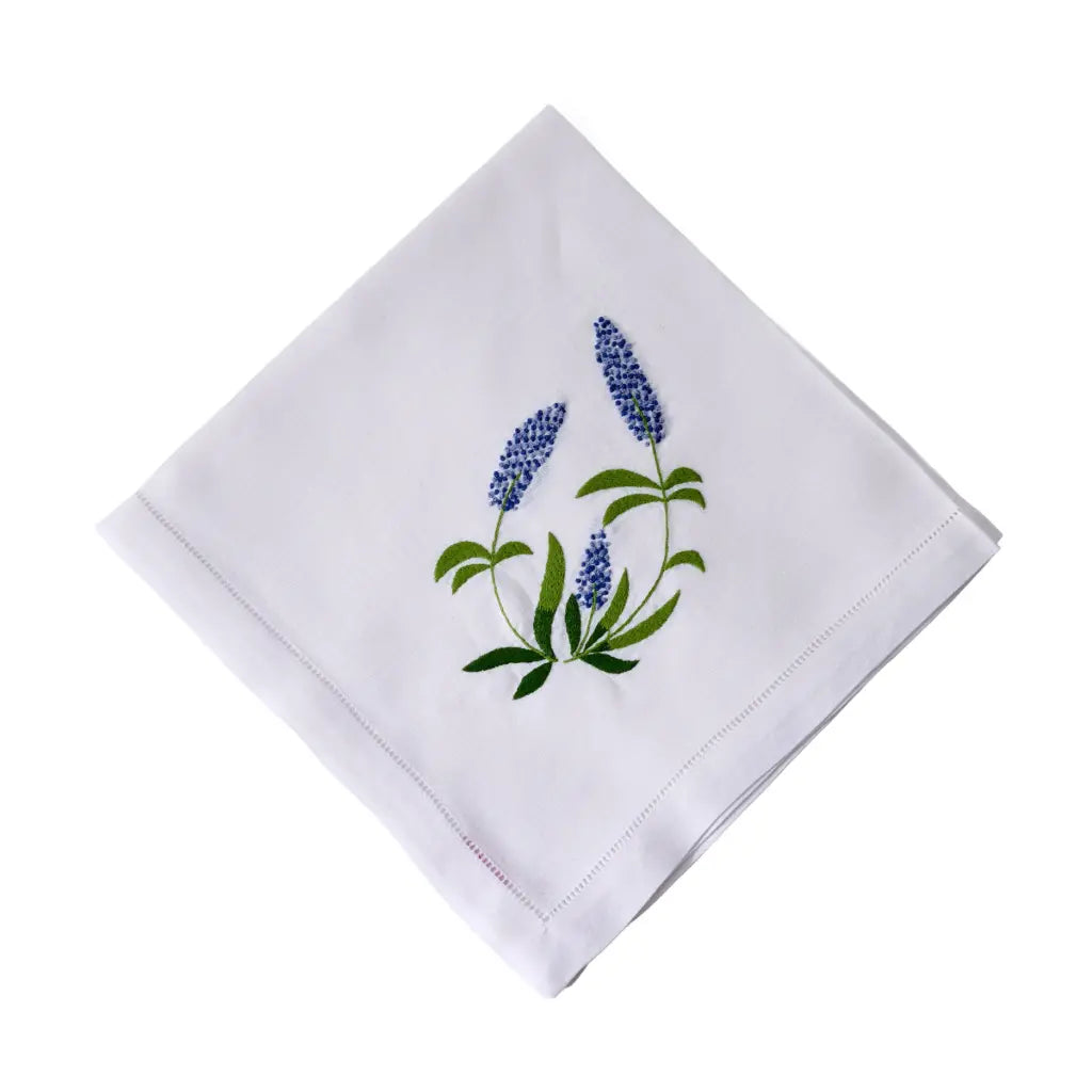 Wildflower Embroidered Napkin Blue  (Set of 4)