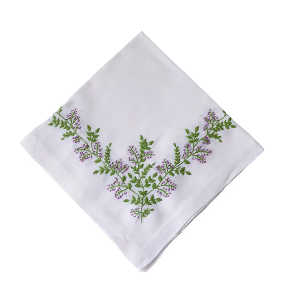 Wild Berry Vine Embroidered Napkin Lilac  (Set of 4)