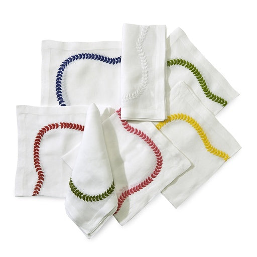 Fern Path Embroidered Napkin Moss (Set of 4)