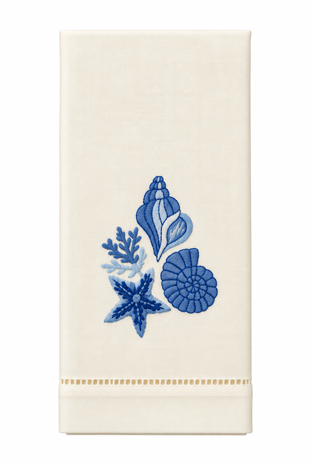 Hand Embroidered Towel Coral