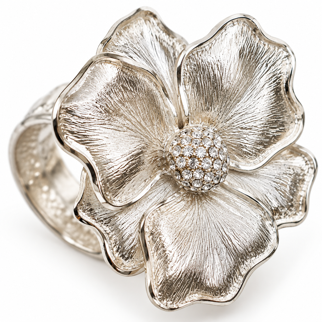 Silver Crystal Center Napkin Ring (set of 4)