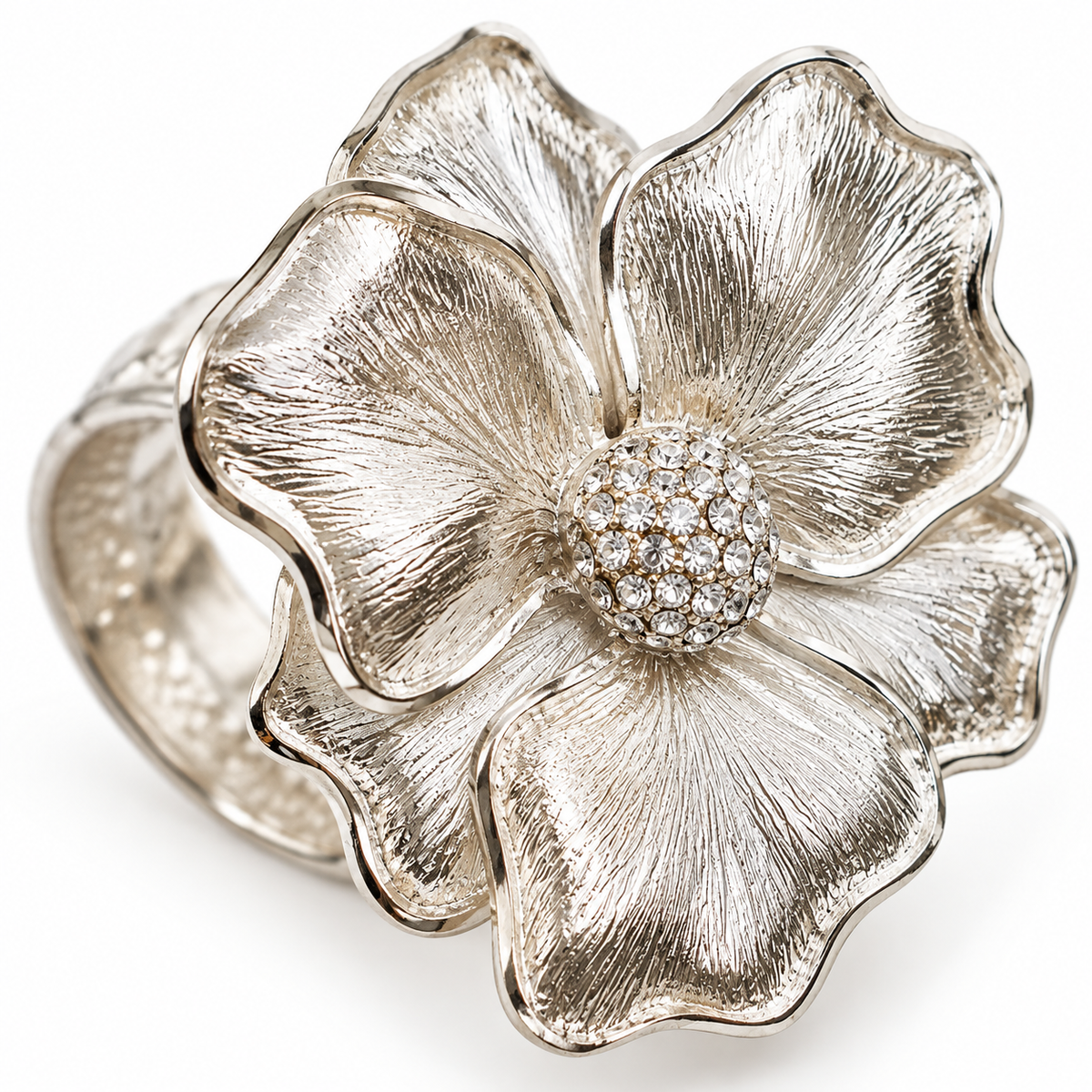 Silver Crystal Center Napkin Ring (set of 4)