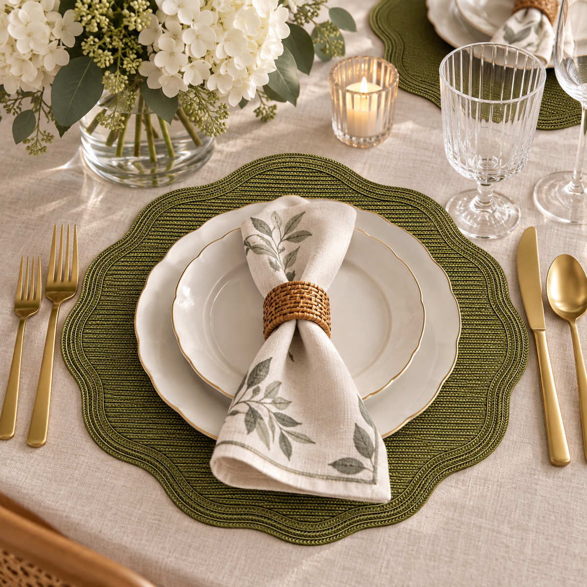Green Tone Round Placemats