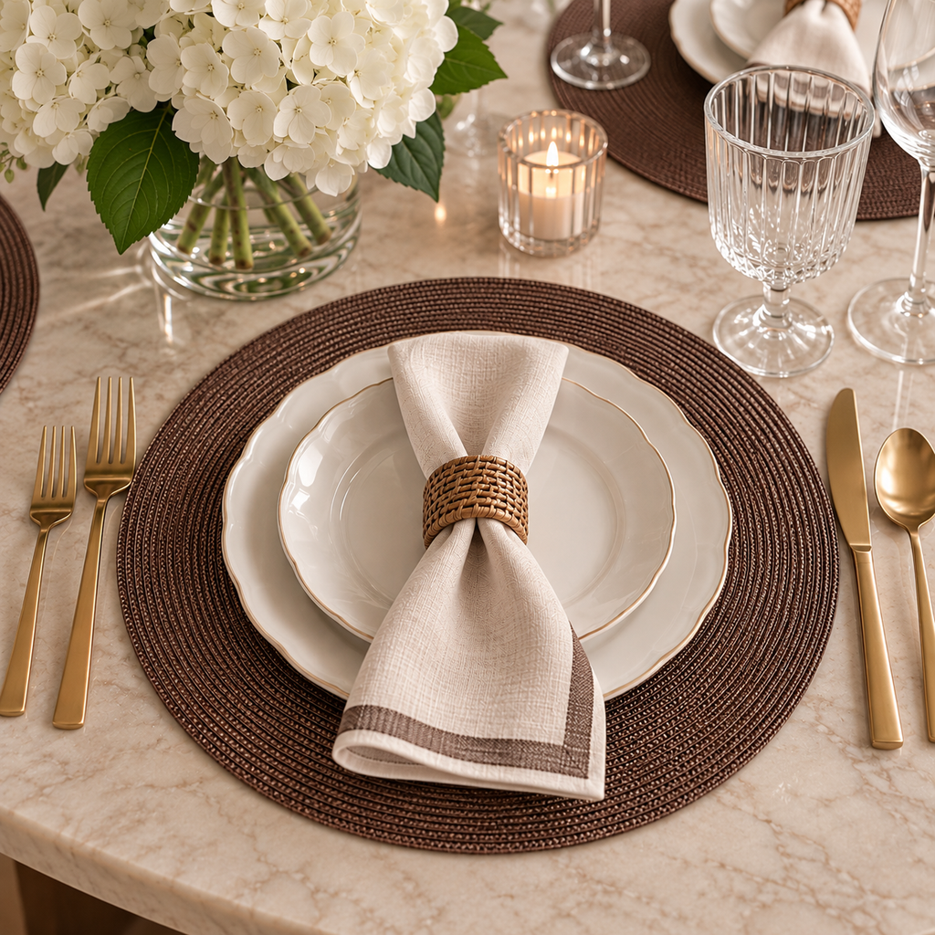Brown Tone Round Placemats
