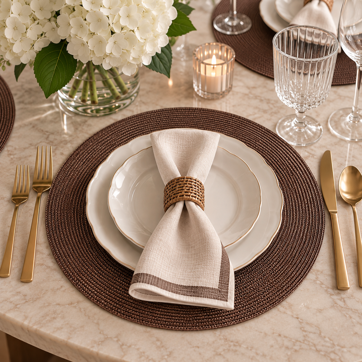 Brown Tone Round Placemats