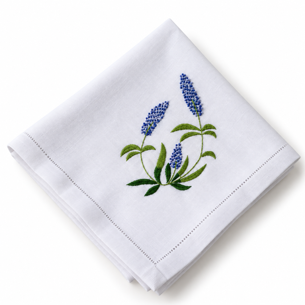 Wildflower Embroidered Napkin Blue  (Set of 4)