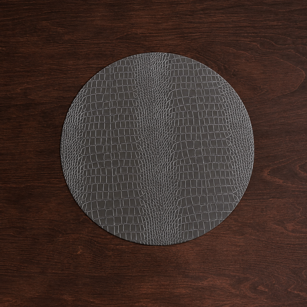 VIDA Croc Reversible 16" Round Placemats Set of 4 (Black and Grey)