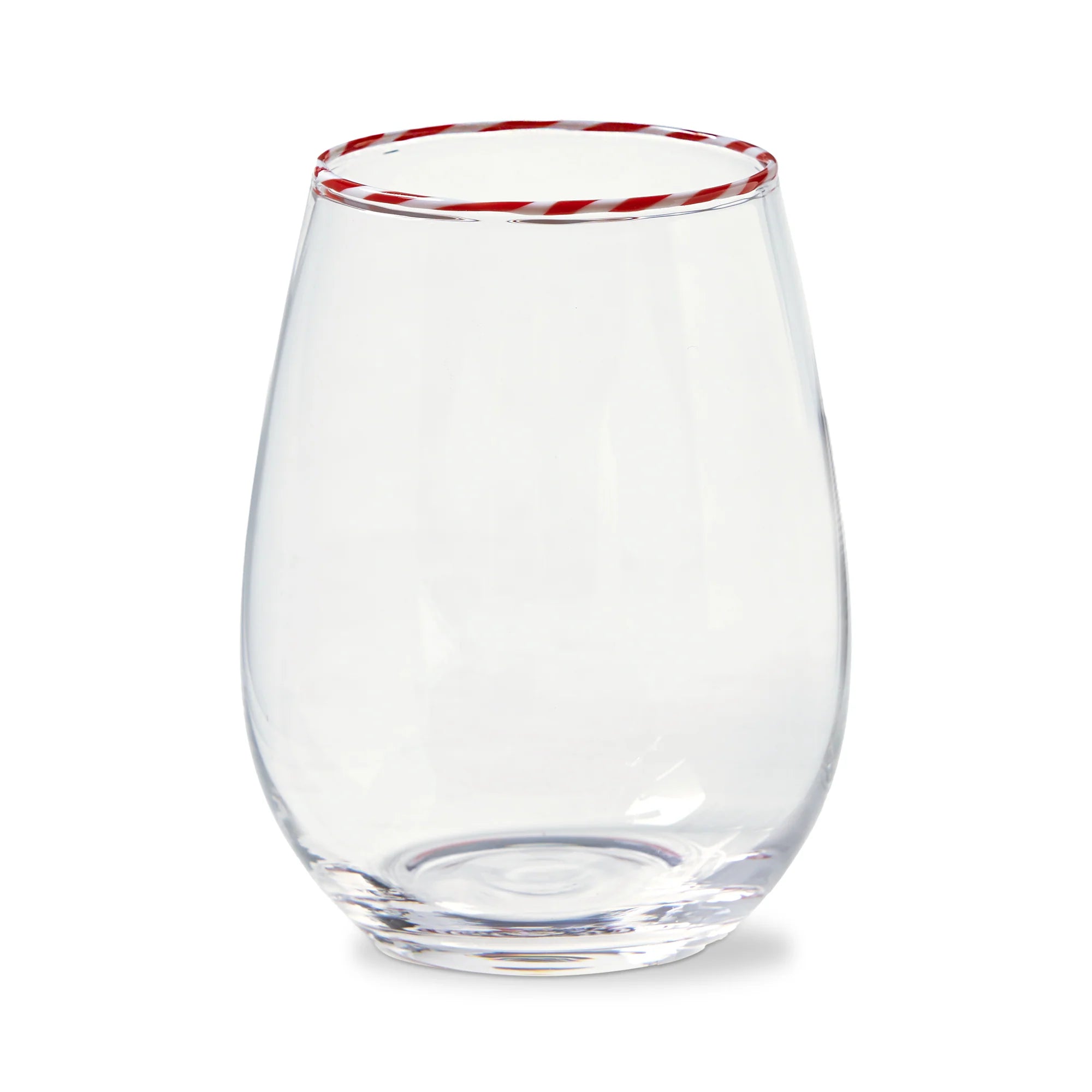6 Peppermint Stripe Stemless Wine Glass 3.5"L x 3.5"W x 5"H
