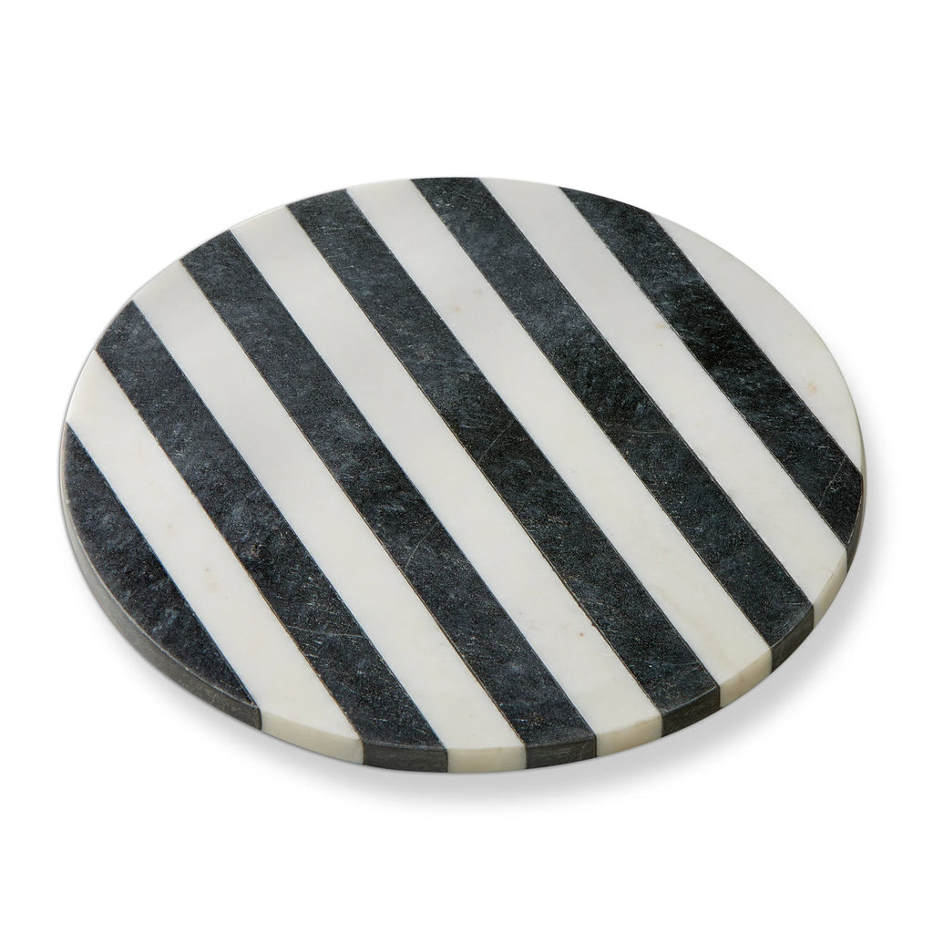 Striped Round Marble Board 12" x 12" x 0.5"