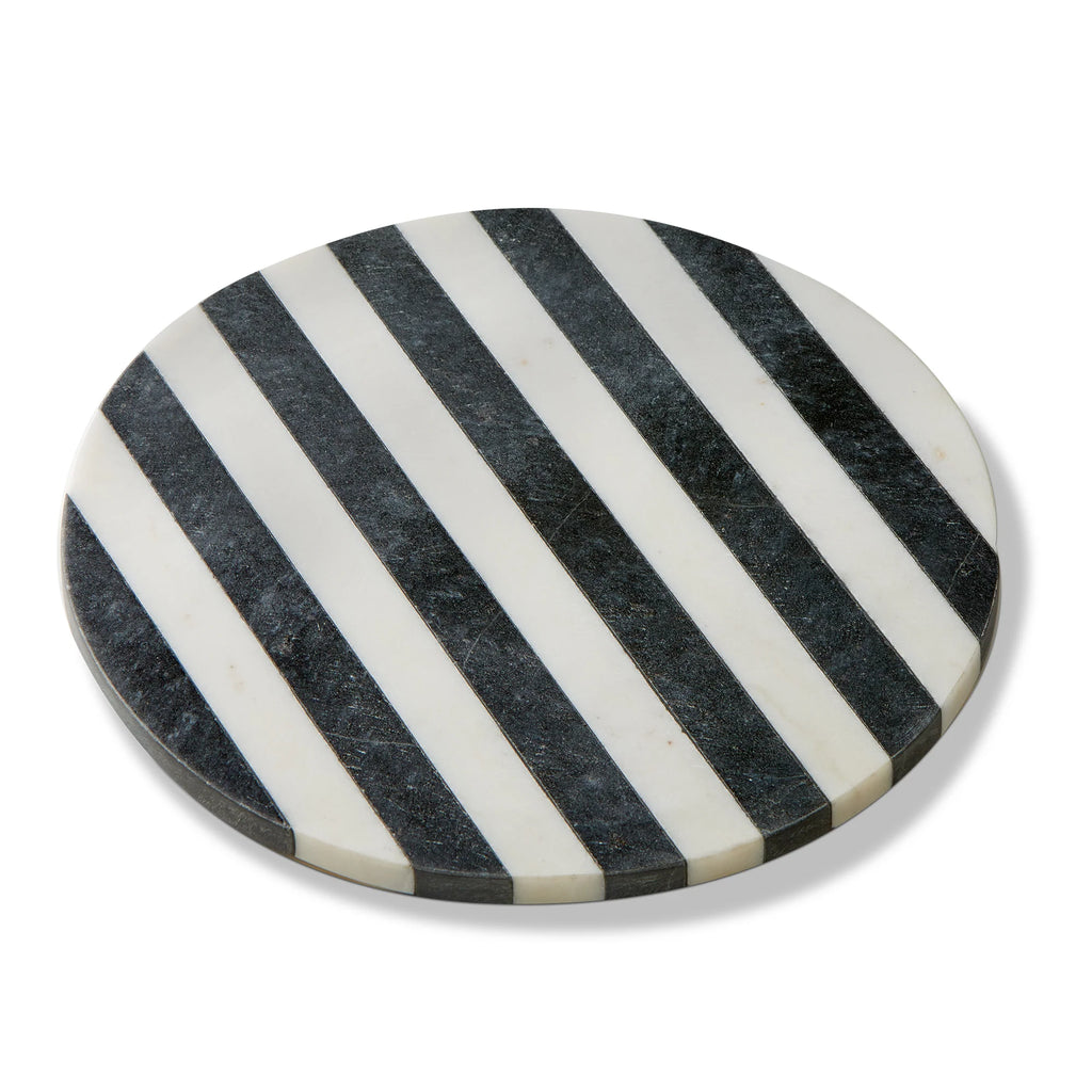 Striped Round Marble Board 12" x 12" x 0.5"