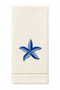 Hand embroidered towel, starfish