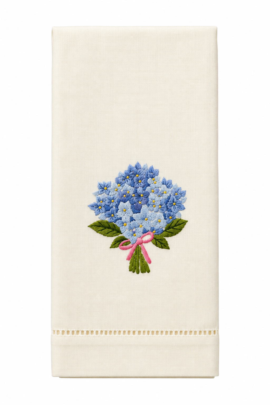 Hand Embroidered Towel Blue Flowers