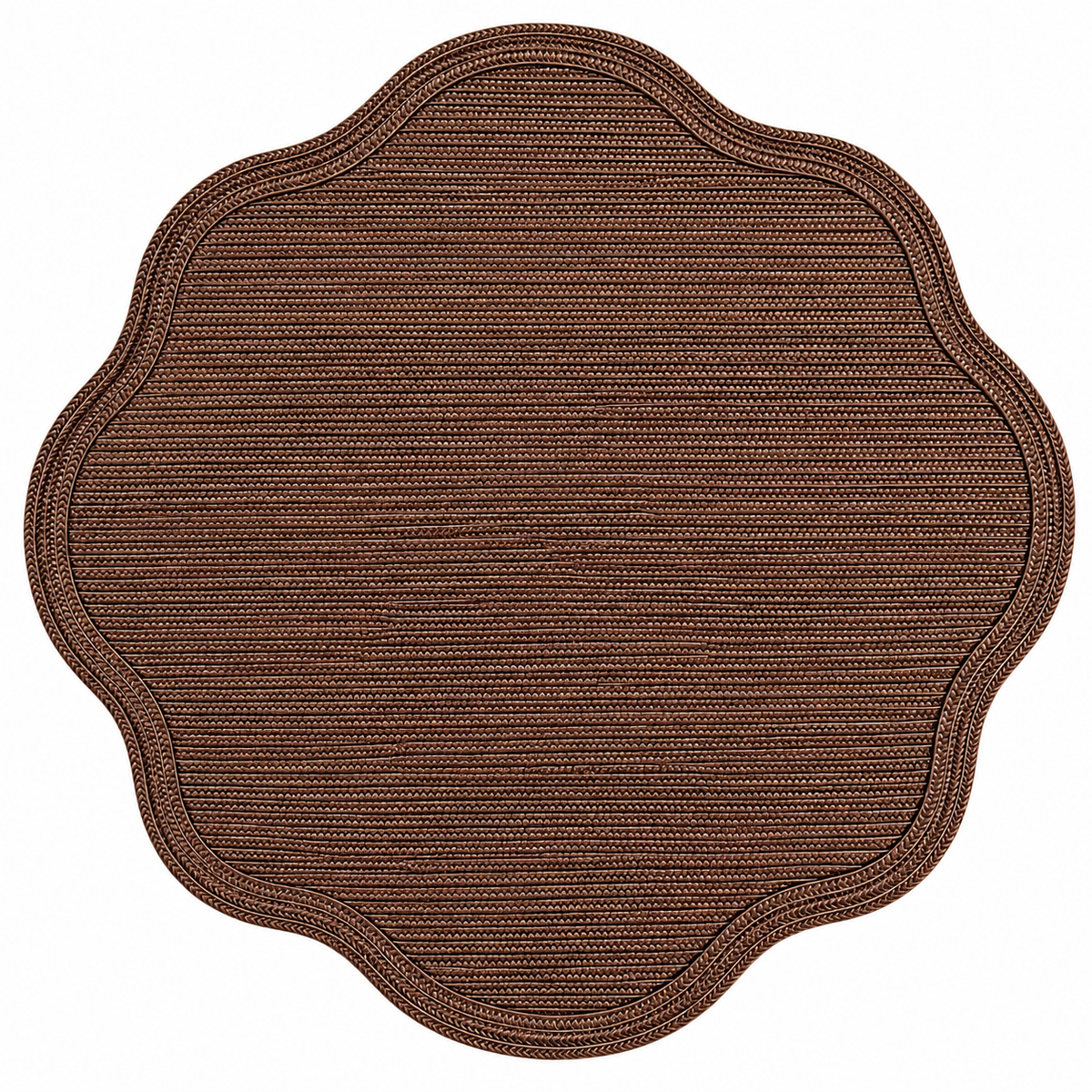 Brown Tone Round Scallop Placemats (Set of 4)