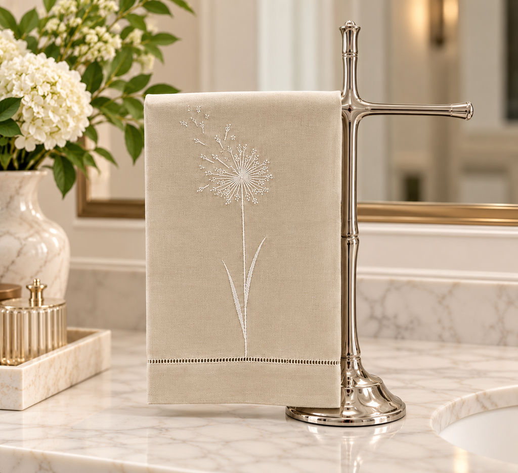 Dandelion Embroidered Hand Towel 14” x 22”