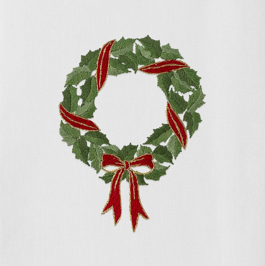 Holly Ribbon Wreath Towel