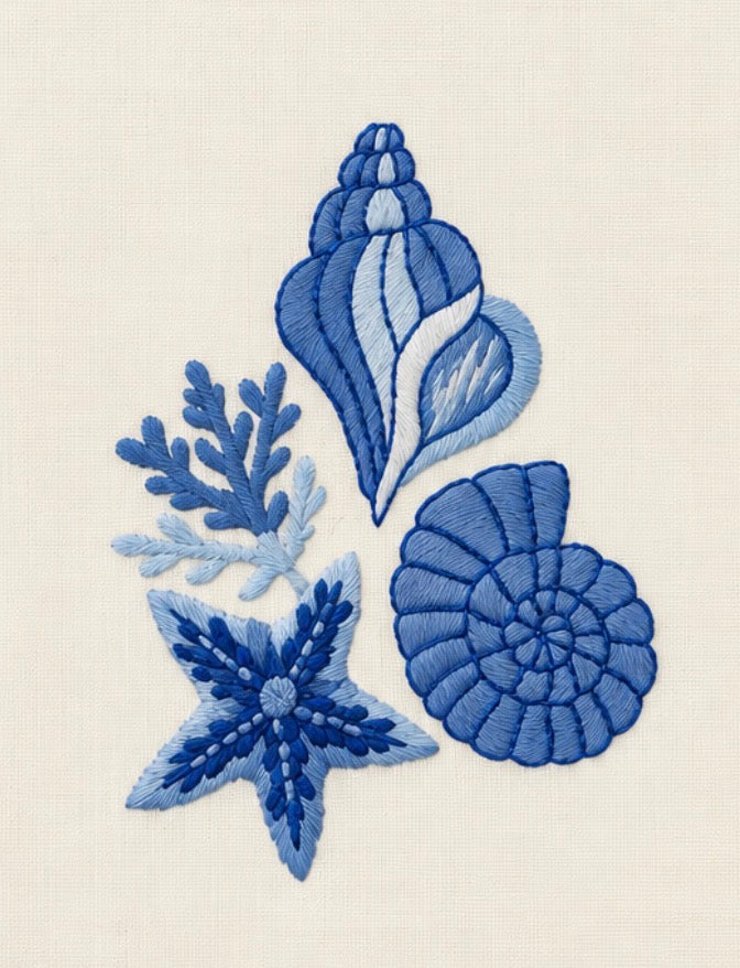 Hand Embroidered Towel Coral