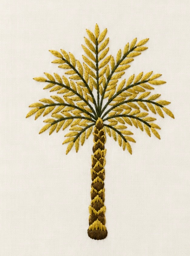 Hand Embroidered Towel Gold Palm
