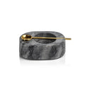 Tuscan Marble Salt and Pepper Bowl with Gold Spoon - Gray