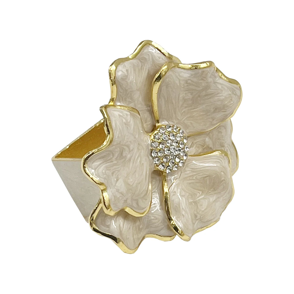 Pearl White Crystal Center Napkin Ring (set of 4)