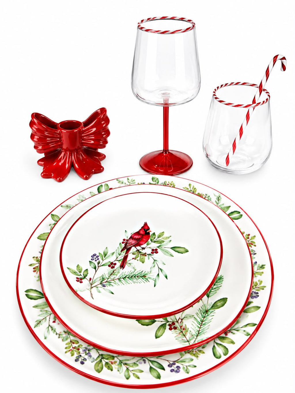 4 Winter Cardinal Appetizer Plate  6.5" x 6.5" x 0.87"