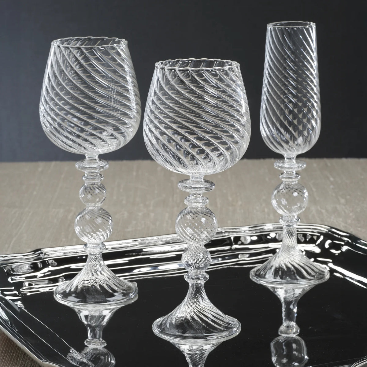 Rialto Twisted Optic Glassware - Champagne Glass - Set of 4